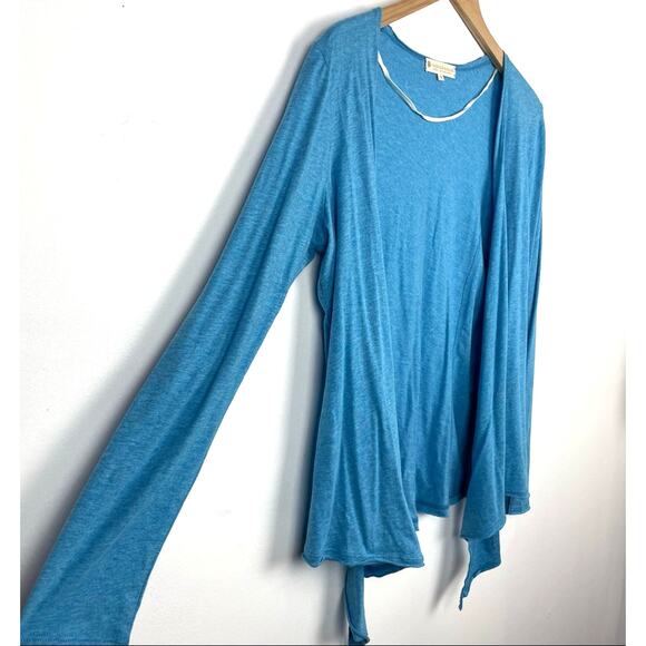Indigenous | Light Blue Cardigan Wrap 100% Organic Cotton Sweater Top - Picture 7 of 7